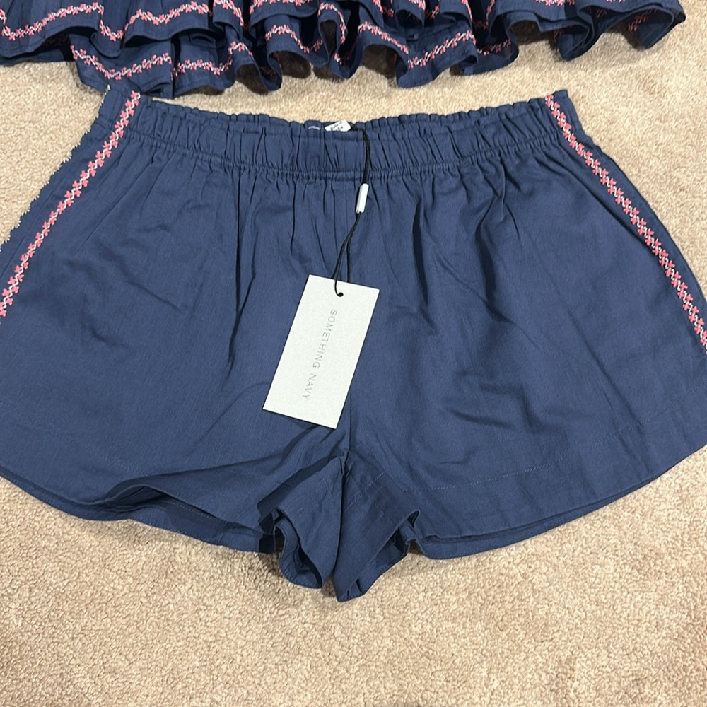 Navy Ruffled Top and Shorts Set - Picture 7 of 11